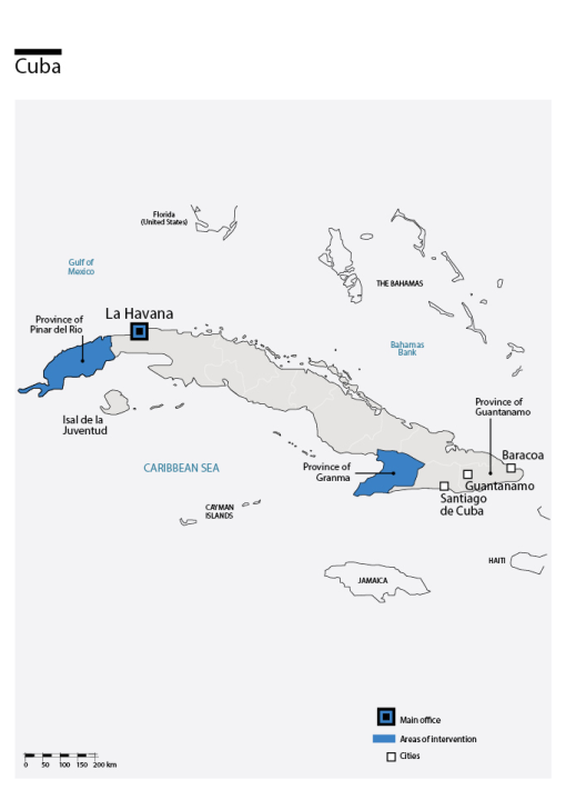 Map of HI's interventions in Cuba