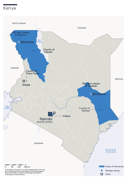 Map of Humanity & Inclusion's interventions in Kenya